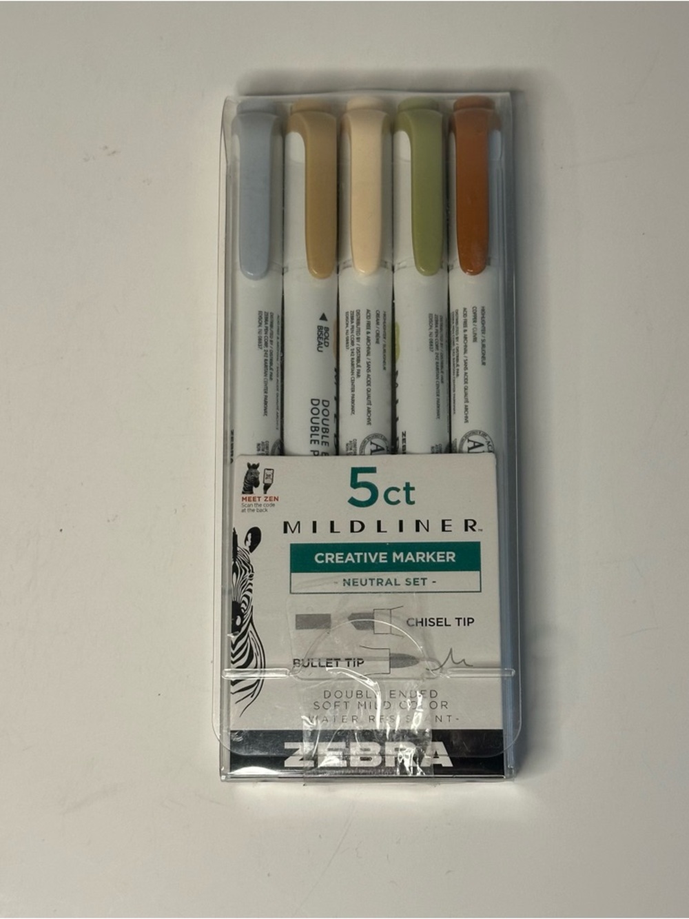Zebra Mildliner Double Ended Marker Bold & Fine Point 5ct -Neutral- Journal NEW